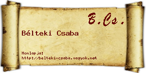 Bélteki Csaba névjegykártya