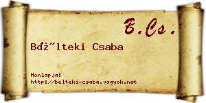 Bélteki Csaba névjegykártya